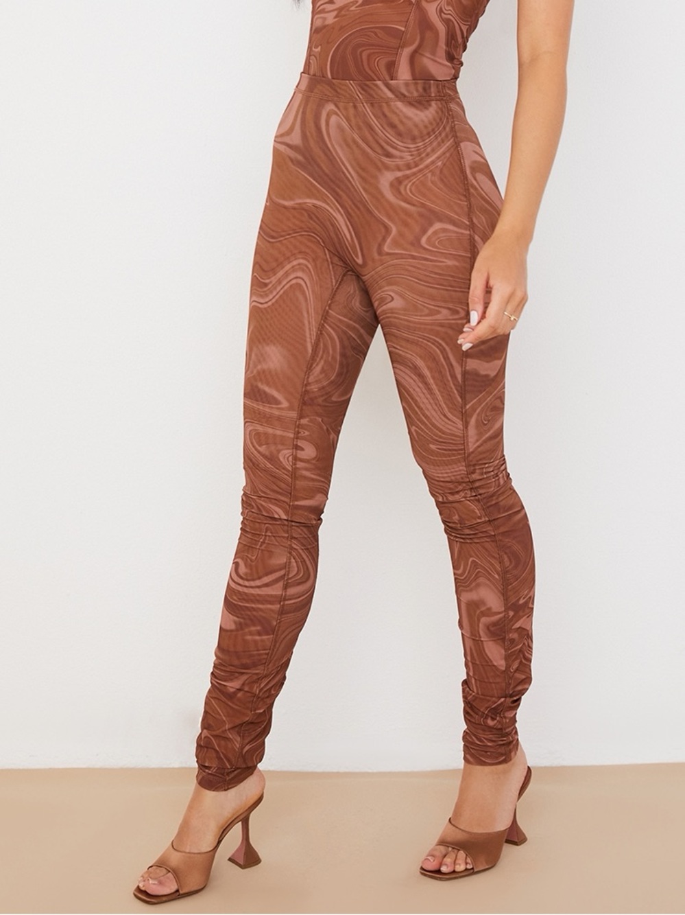 House of CB violet swirl -Print Brown Leggings size small workout yoga pants